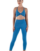 Women blue leggings set with bra